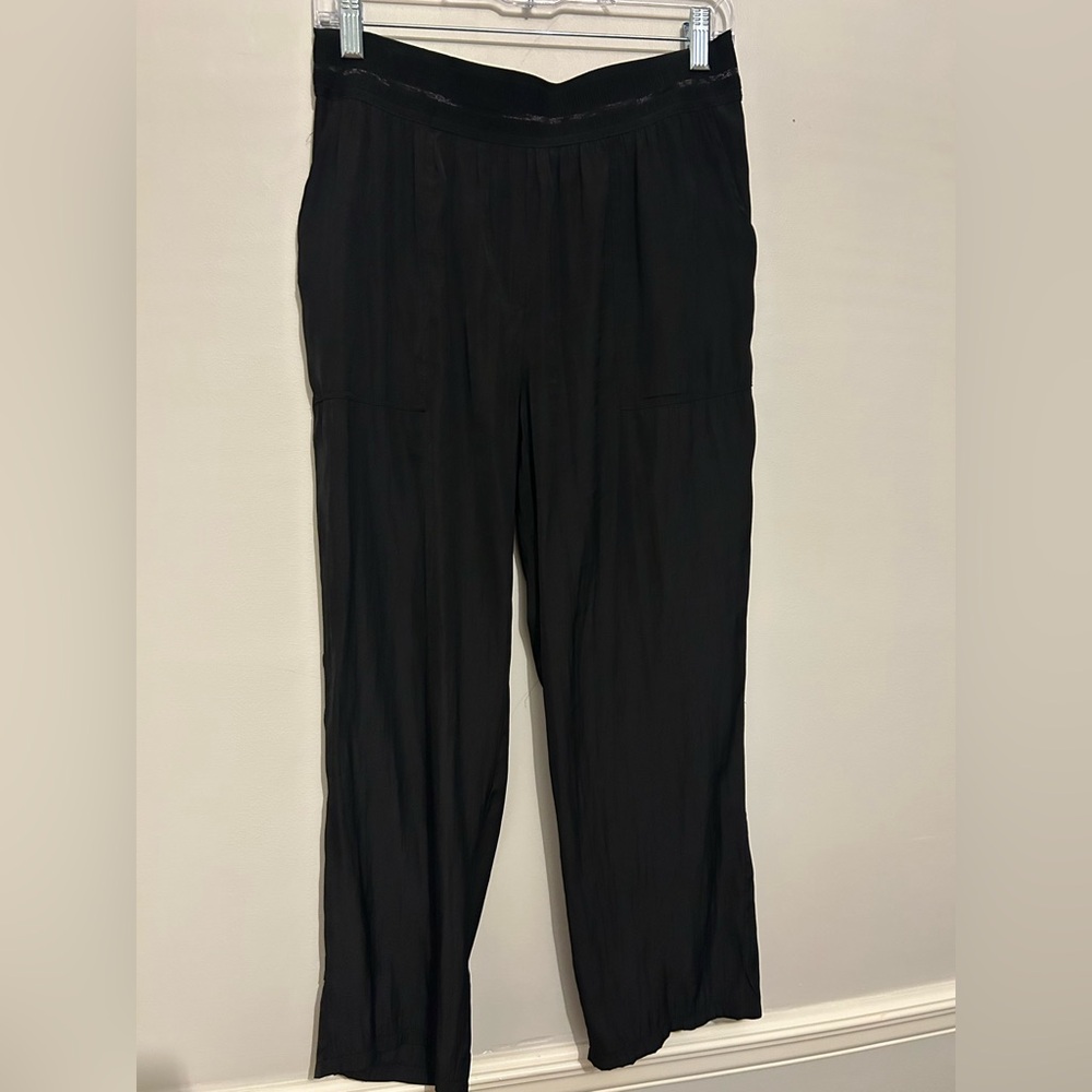 Lola & Sophie Pull One Silky Black Pocket Pants Sz M Medium